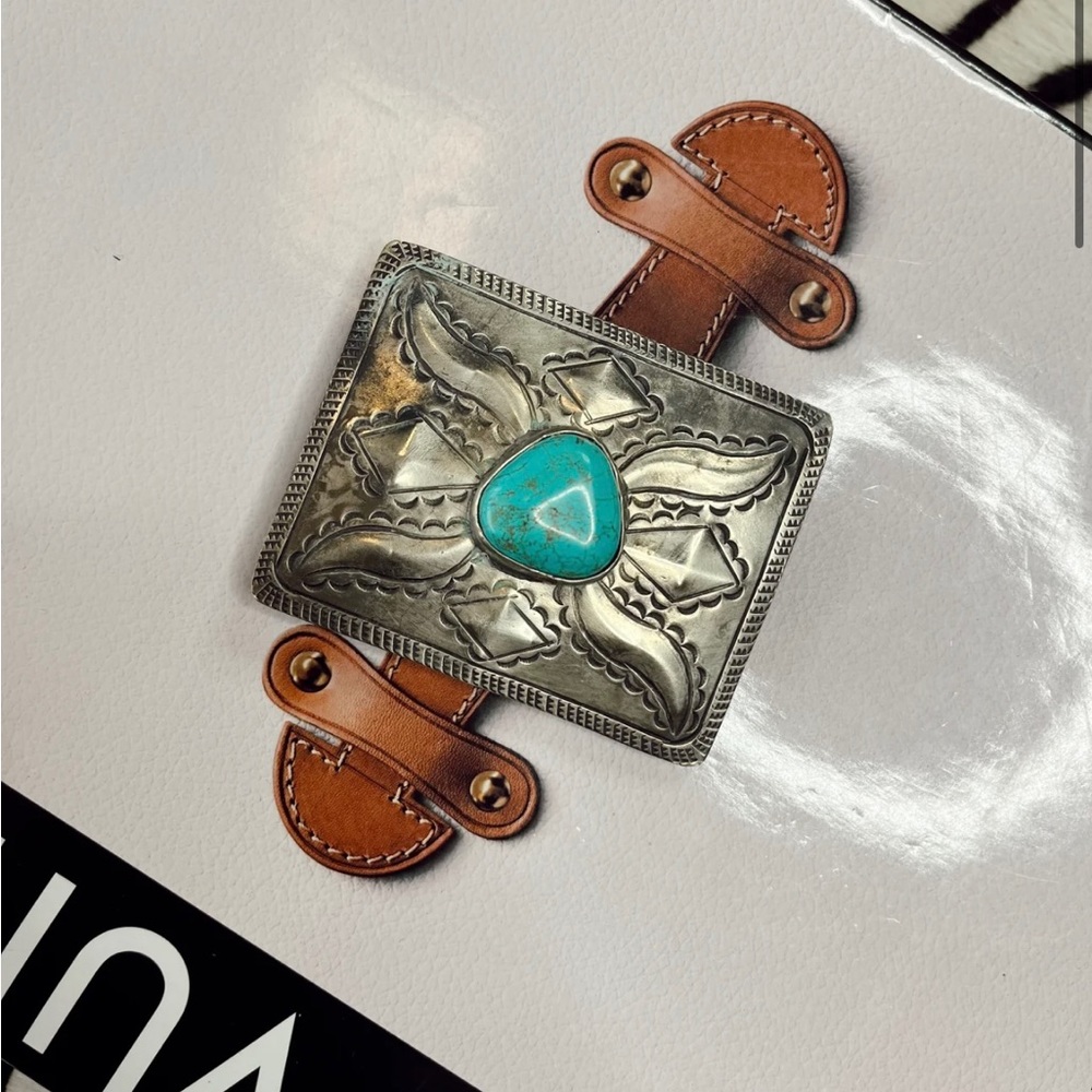 NEW Western SilverTurquoise Belt Buckle